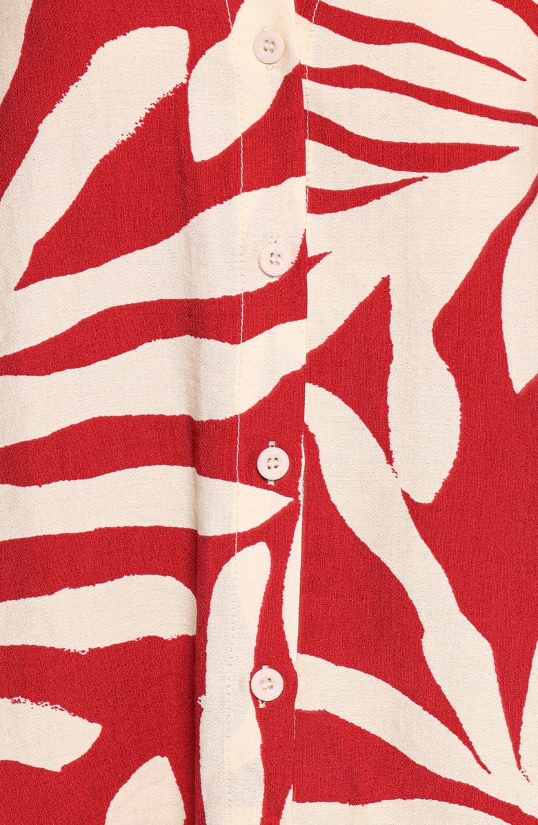 Petal & Pup Lilo Palm Print Short Sleeve Shirt & Shorts Set, Alternate, color, Red Palm Print