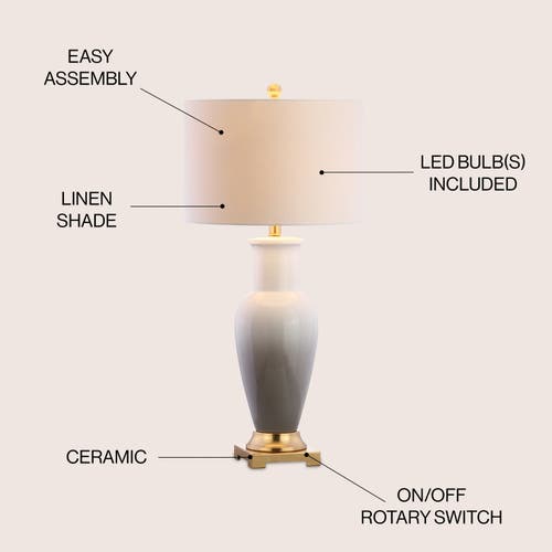 Jonathan Y Dip Dye 31.5" Ceramic Led Table Lamp In White/gray