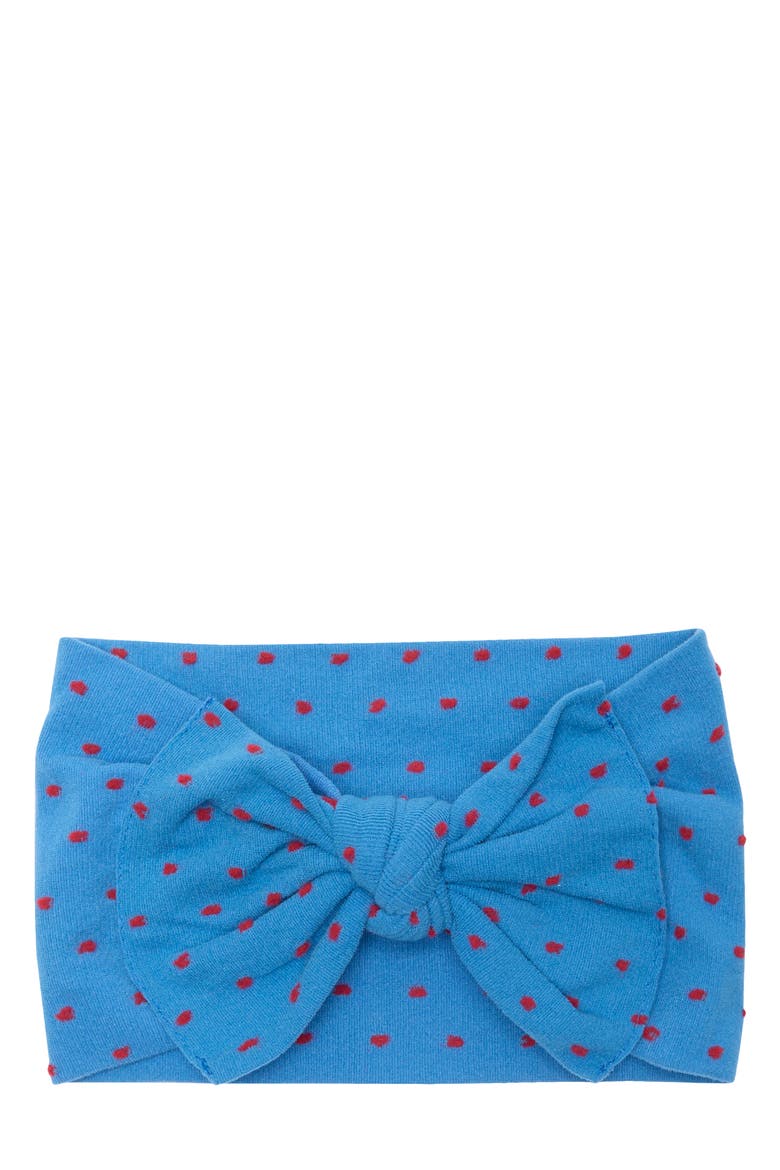 Polka Dot Knotted Bow Headband, Main, color, DENIM/ RED DOT