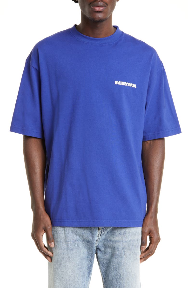 Balenciaga Turn Logo Stretch Cotton Graphic Tee, Main, color, 