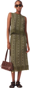 maje Knit skirt with rhinestone flowers