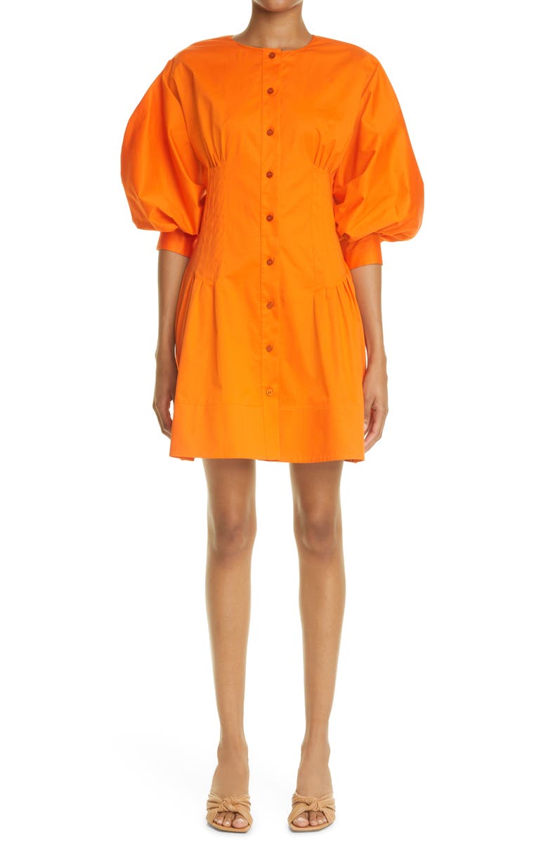 Oscar de la Renta Pleated Poplin Minidress, Main, color,