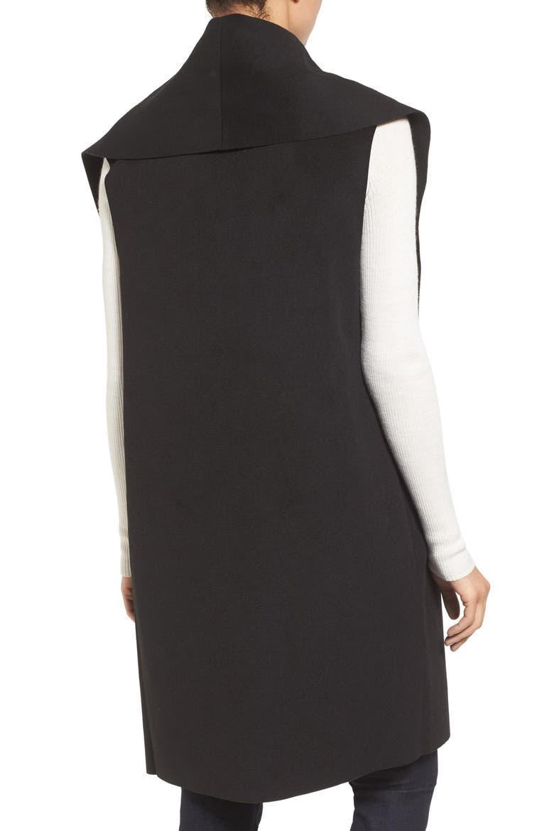 'Waterfall' Drape Front Vest, Alternate, color, BLACK