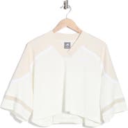 New Balance Oversize Crop Jersey Mesh V-Neck T-Shirt
