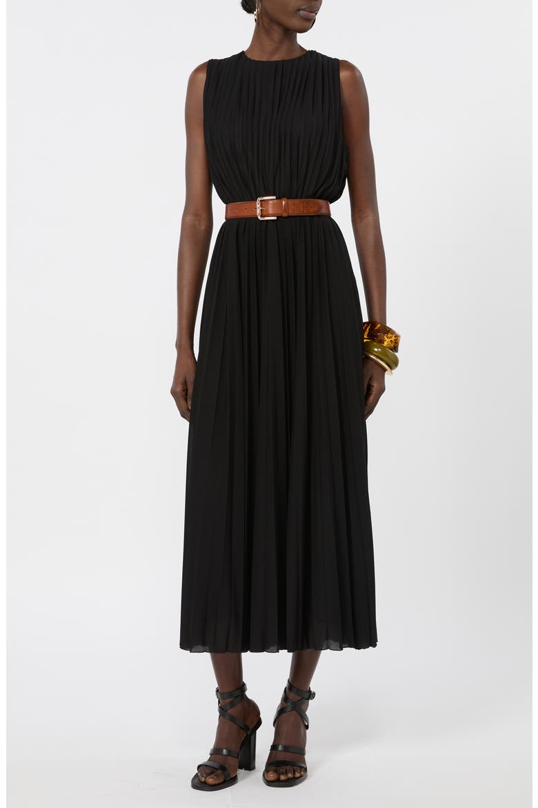 Laghi Pleated Jersey Dress, Main, color, BLACK
