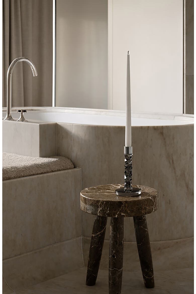 Carat Small Crystal & Stainless Steel Candlestick, Alternate, color, CHARCOAL