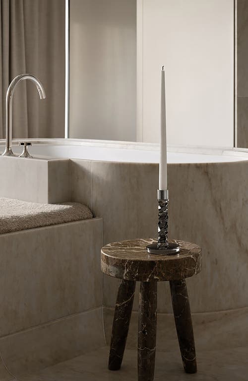 Orrefors Carat Small Crystal & Stainless Steel Candlestick In Charcoal