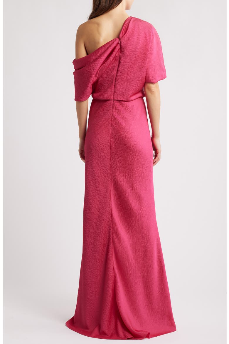 Slouch One-Shoulder Hammered Satin Gown, Alternate, color, MAGENTA