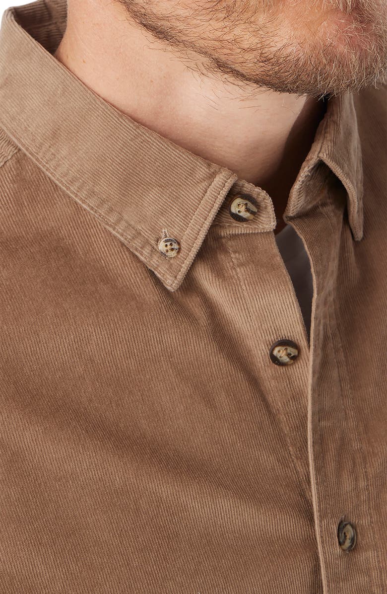 Fair Harbor Wilder Stretch Corduroy Button-Down Shirt, Alternate, color, Oak