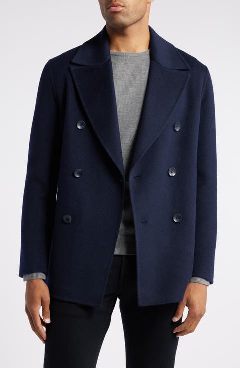 Double Breasted Wool Blend Peacoat