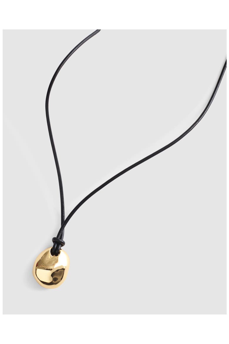 Sculptural Pendant Leather Necklace, Alternate, color, ANTIQUE GOLD