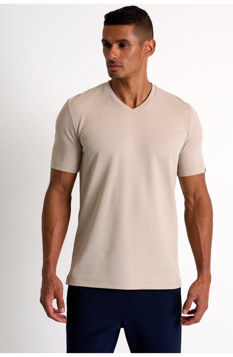 SHAN Microfiber V-neck T-shirt, Alternate, color, Beige