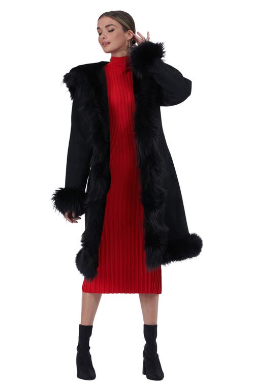 Gorski Toscana Lamb Trim Belted Lamb Shearling Hooded Coat In Black