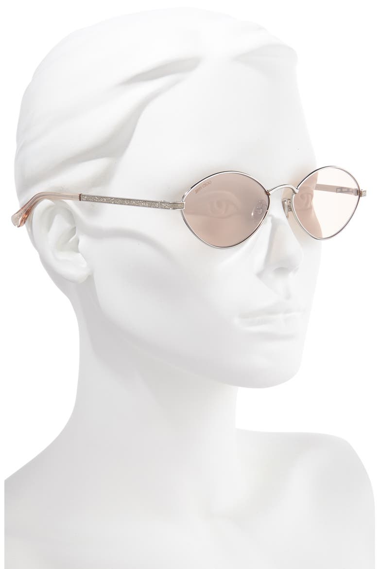 Sonny 58mm Oval Sunglasses with Chain, Alternate, color, PALLADIUM/ PINK FLASH