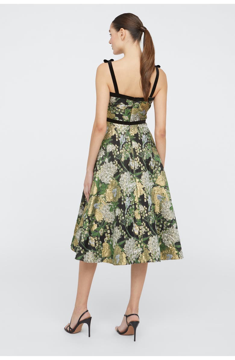 Theia Joni Velvet Bow Strap Dress, Alternate, color, Black / Gold