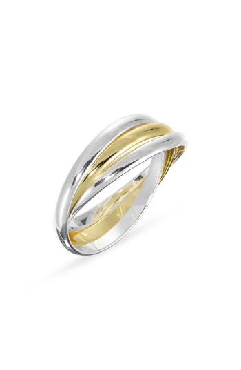 Argento Vivo Two-tone Crisscross Layered Band Ring In Gold/silver