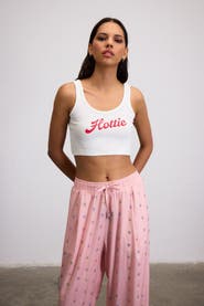 Je Te Veux Hottie Print Ribbed Crop Top