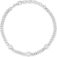 GLAZE JEWELRY Cubic Zirconia Heart Station Curb Chain Bracelet