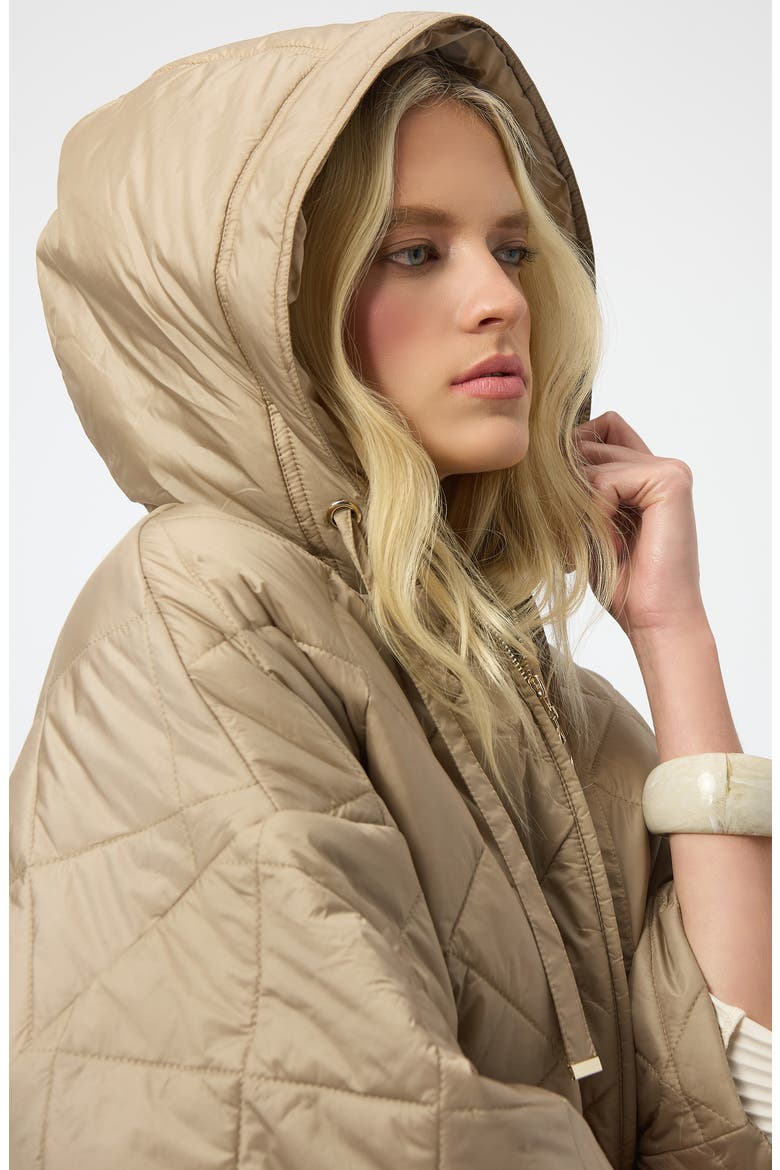 Diamond Quilted Zip Hooded Coat, Alternate, color, GOLD