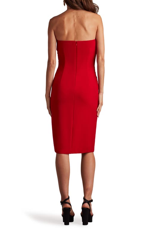 Tadashi Shoji Strapless Crepe Cocktail Sheath Dress In Red