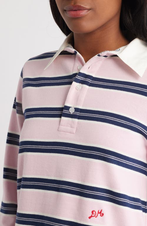 Damson Madder Cassia Shrunken Organic Cotton Rugby Shirt In Blue