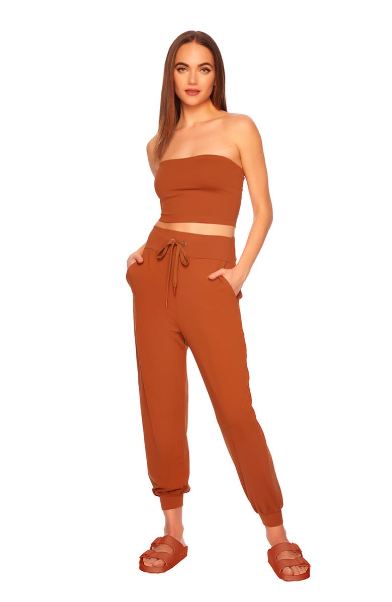 Susana Monaco Drawstring Ankle Joggers, Alternate, color, Umber