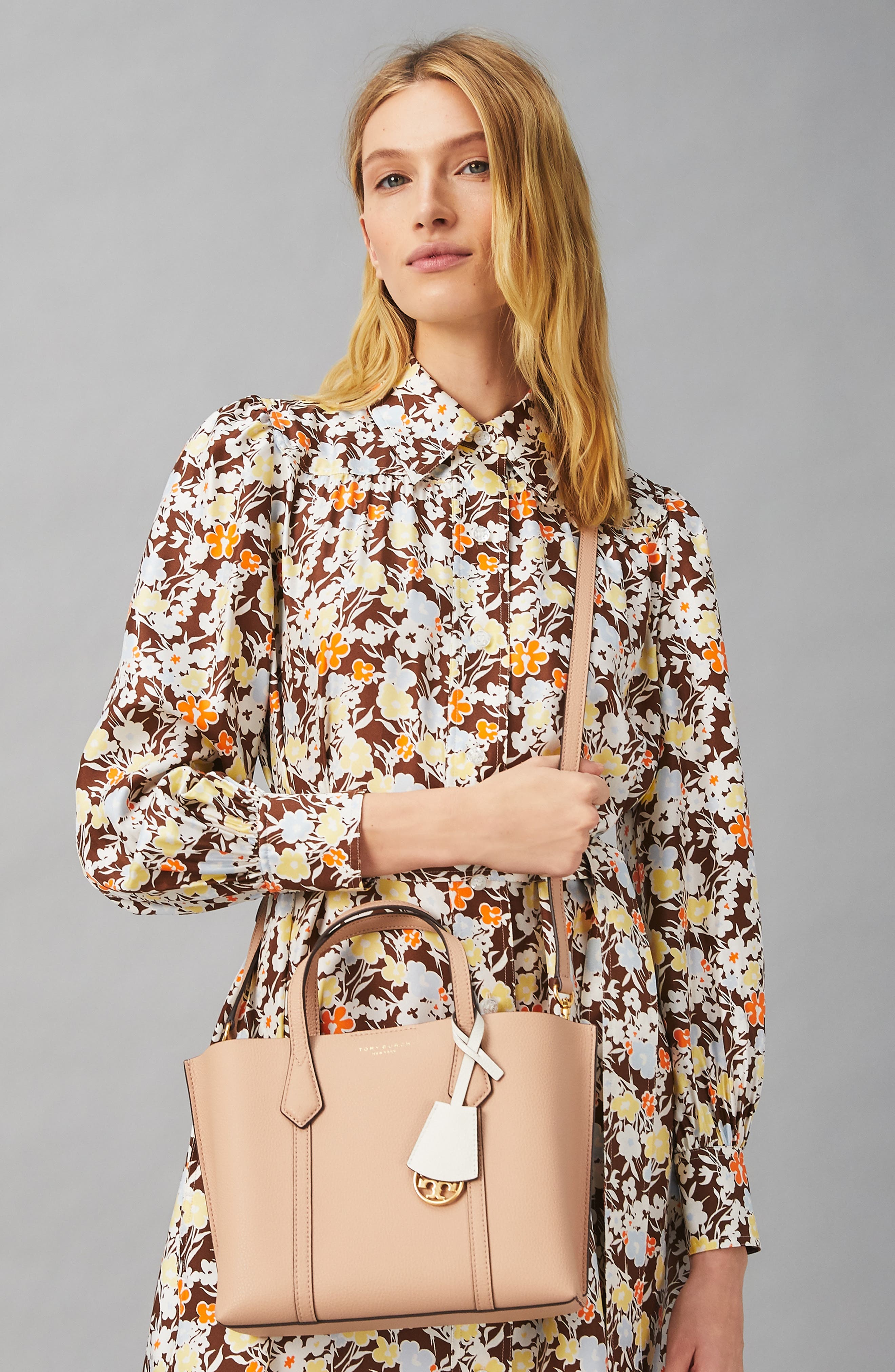 Tory Burch Small Perry Triple Compartment Leather Satchel, Alternate, color, 