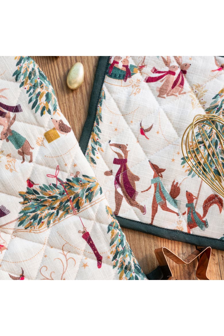 Woodland Tales Oven Mitt & Pot Holder Set of 2, Alternate, color, Beige