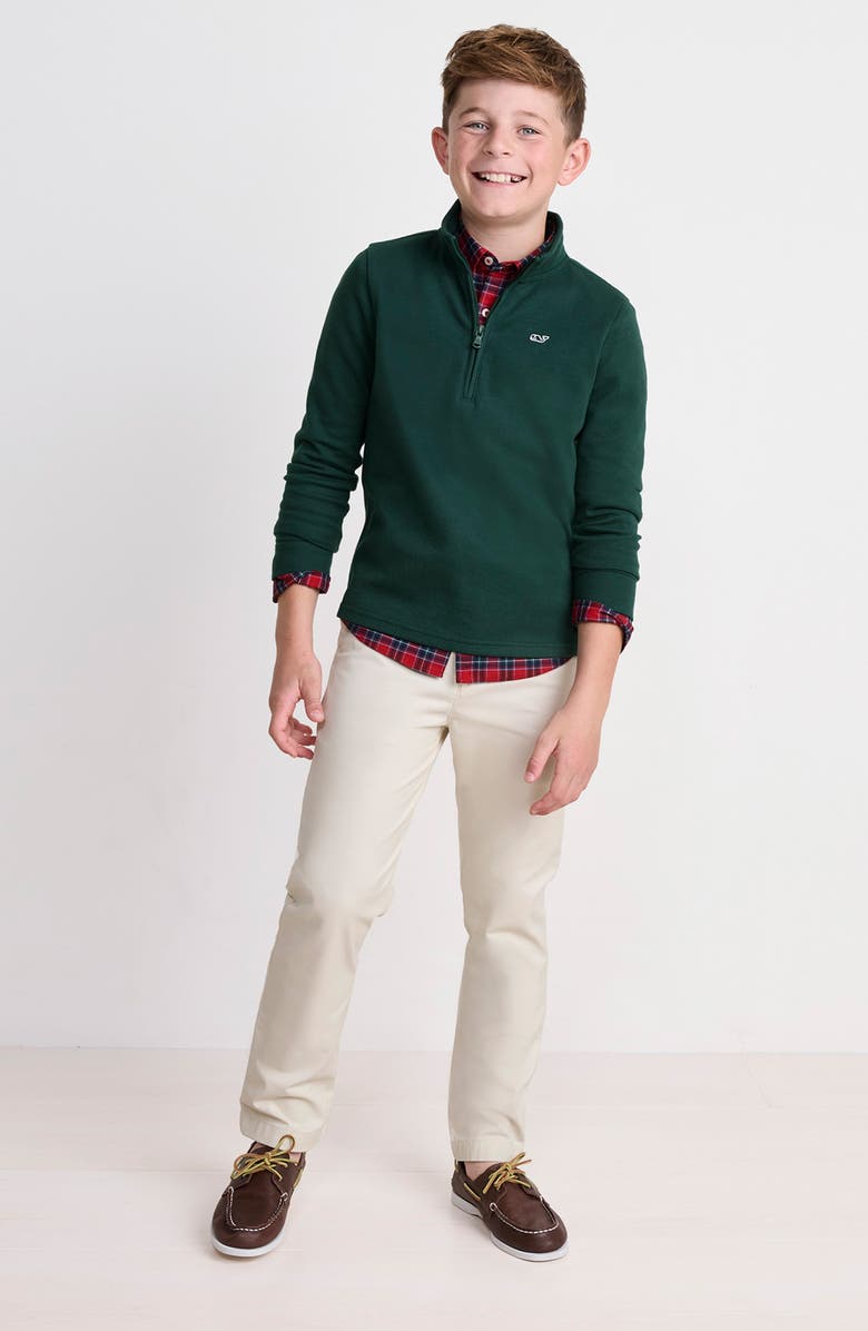 vineyard vines Kids' Saltwater Quarter Zip Pullover, Alternate, color, Charleston Green