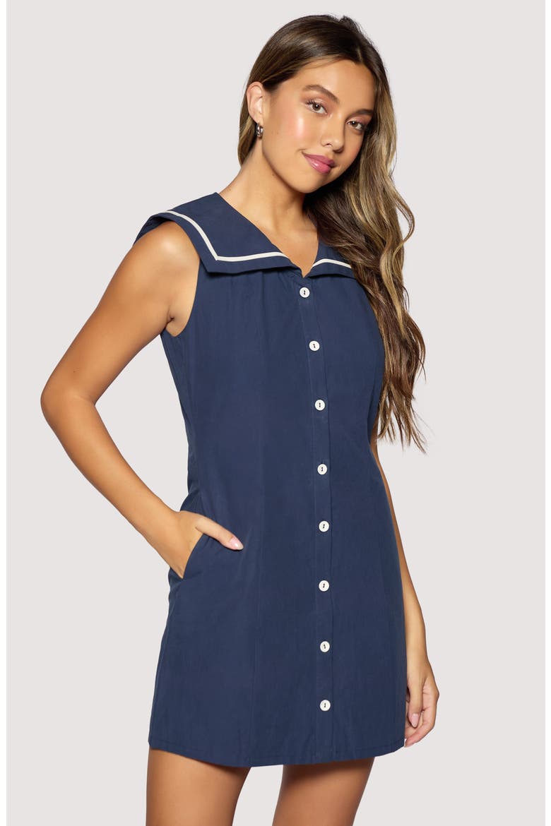 Coastal Riviera Sleeveless Cotton Minidress, Alternate, color, NAVY