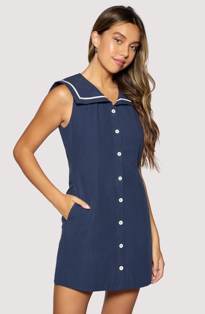 Lost + Wander Coastal Riviera Sleeveless Cotton Minidress, Alternate, color, Navy