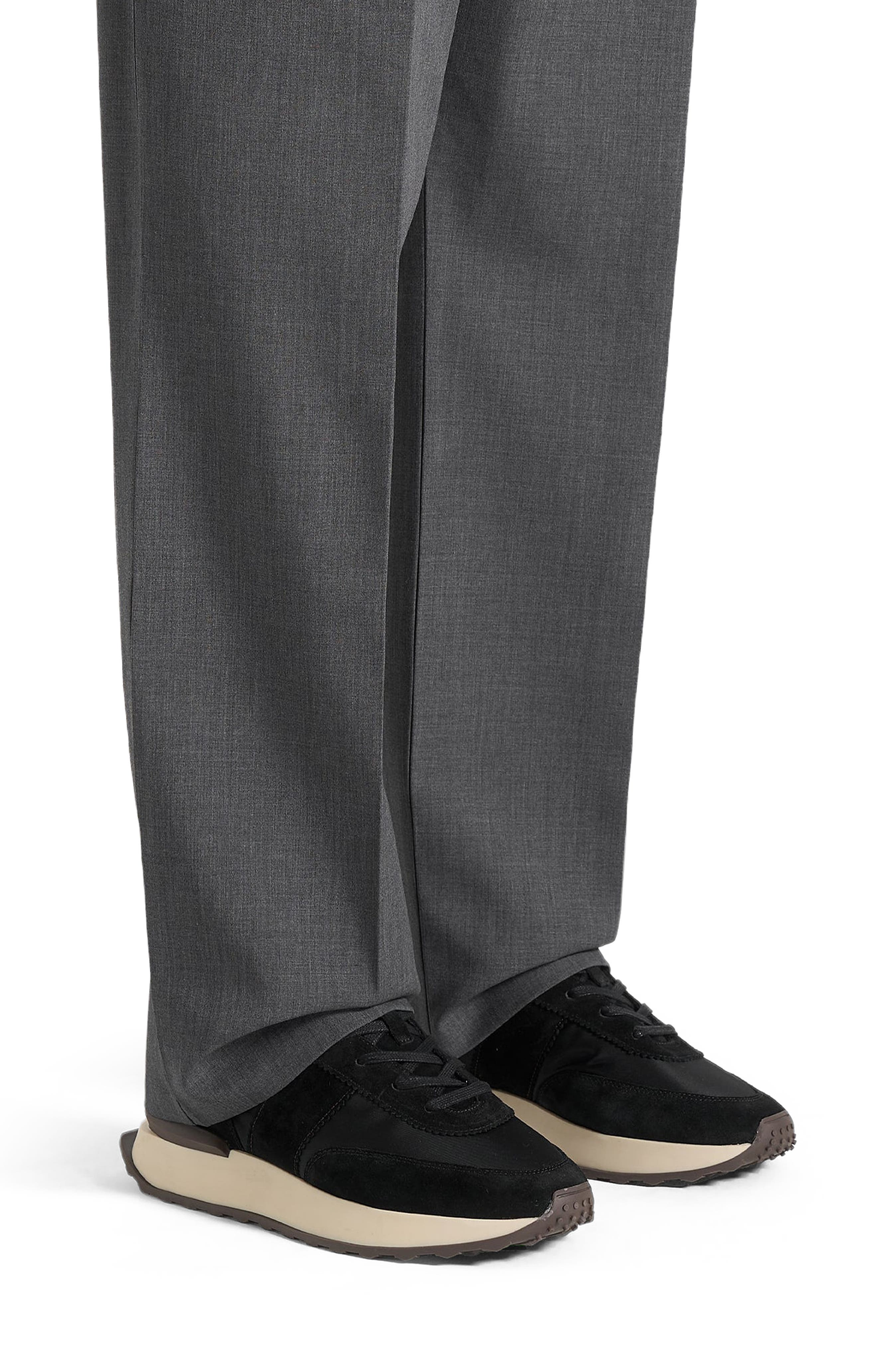 Manière De Voir Monaco Suede and Nylon Runner, Alternate, color, Black