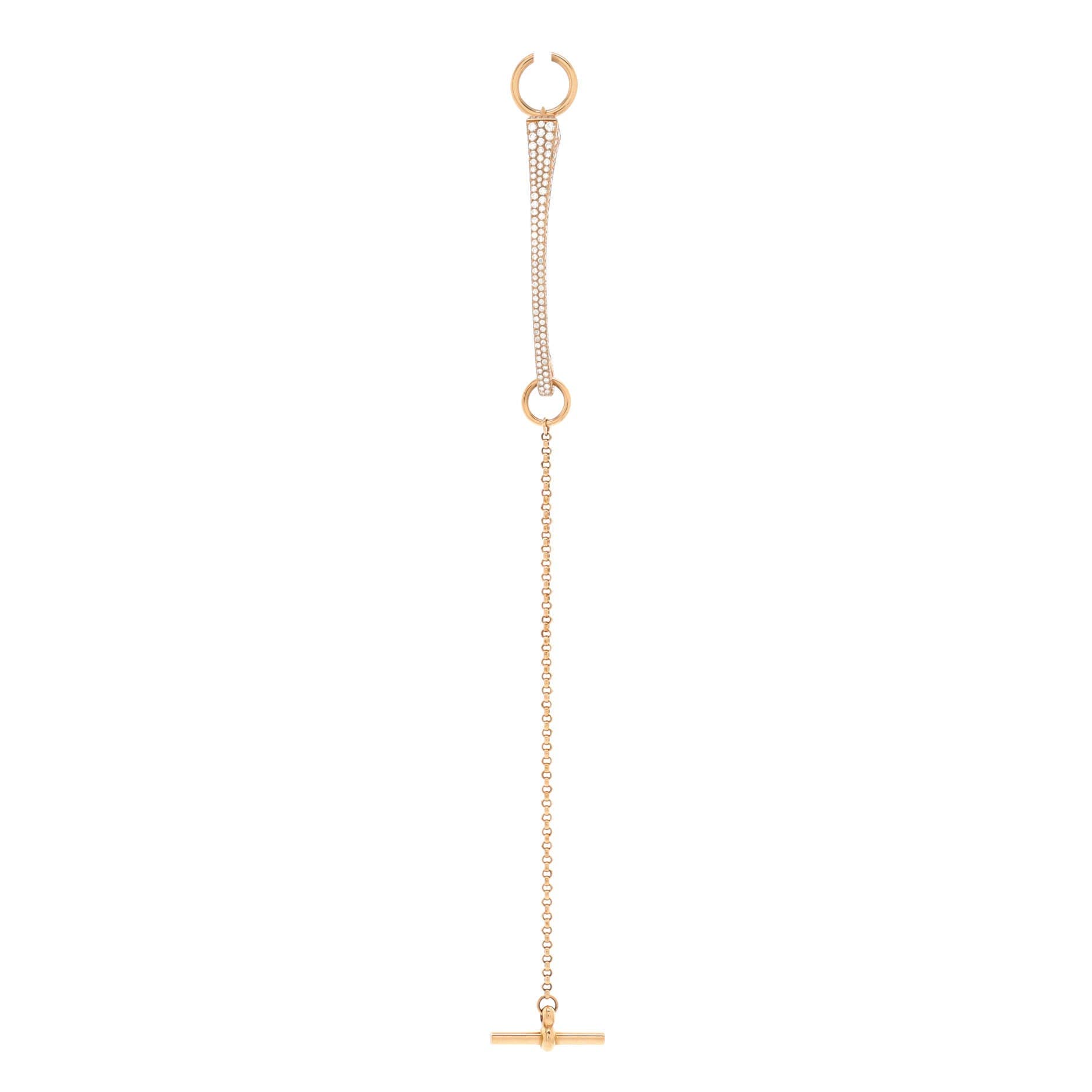Clou de Forge Chain Bracelet 18K Rose Gold with Pave Diamonds, Alternate, color, Metallic Gold
