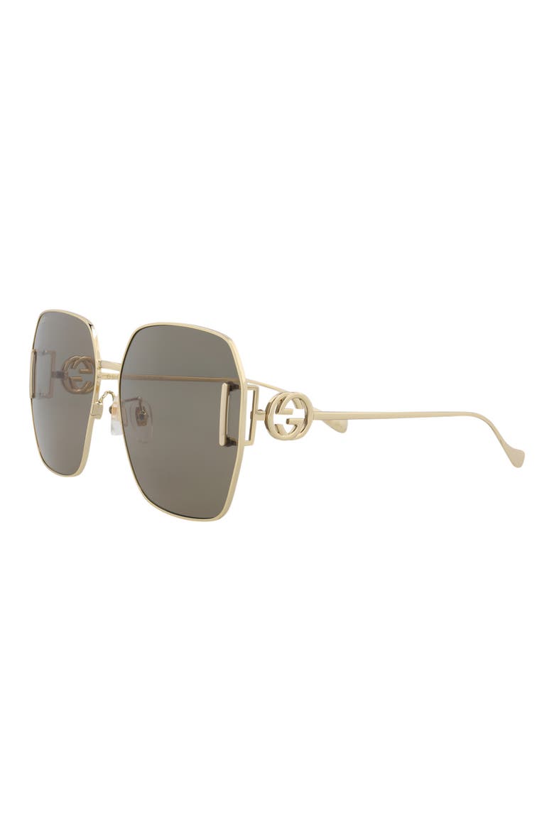 64mm Novelty Square Sunglasses, Alternate, color, GOLD GOLD BROWN