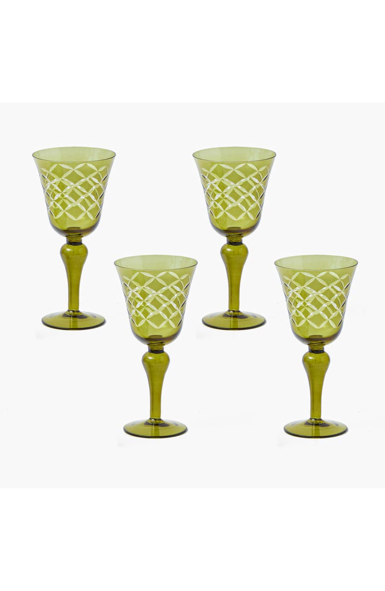 Mrs. Alice Engraved Wine Glasses, Main, color, Olive
