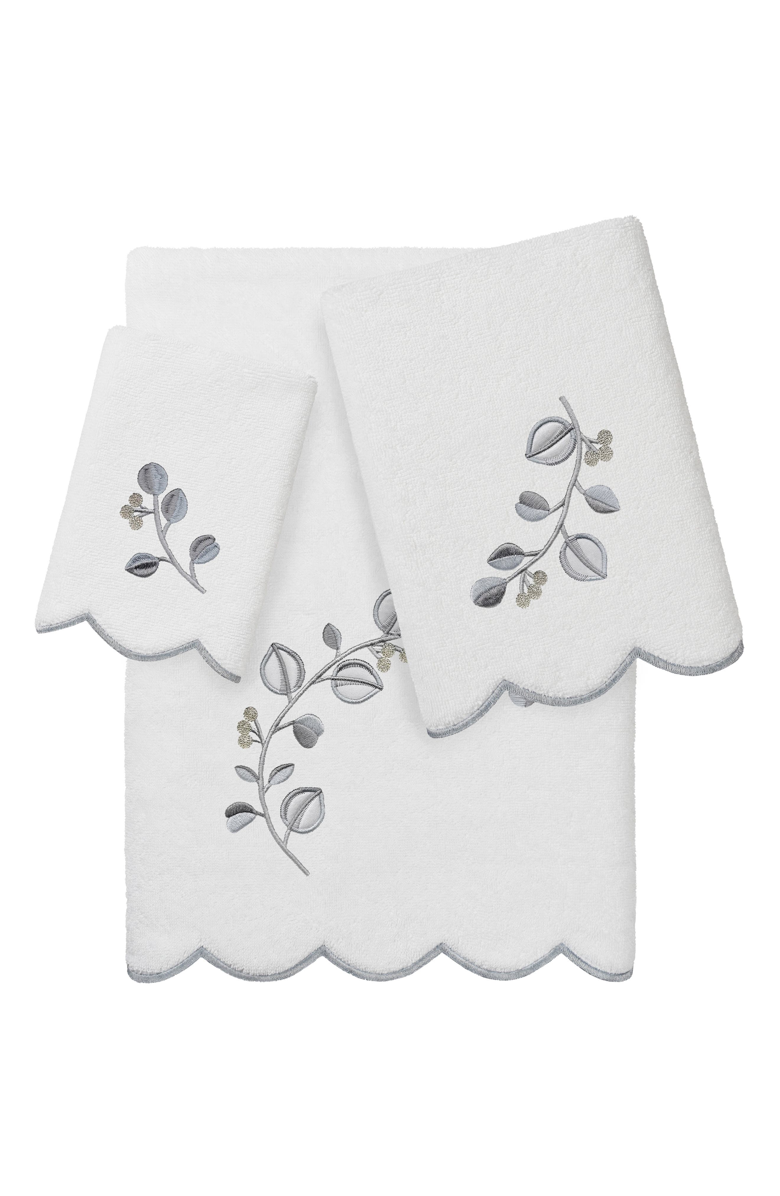 3-Piece Wild Branch Embroidered Turkish Cotton Towel Set