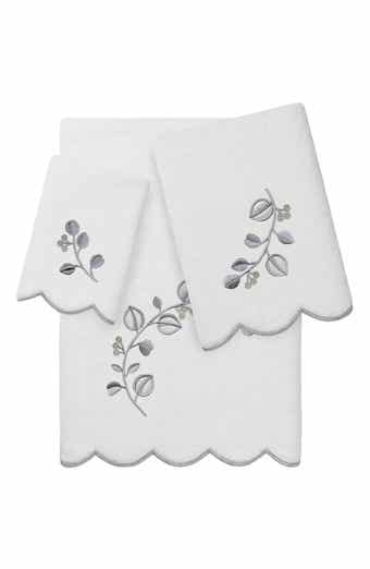 3-Piece Wild Branch Embroidered Turkish Cotton Towel Set