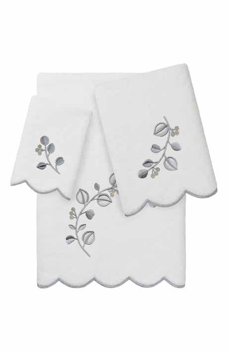 3-Piece Wild Branch Embroidered Turkish Cotton Towel Set