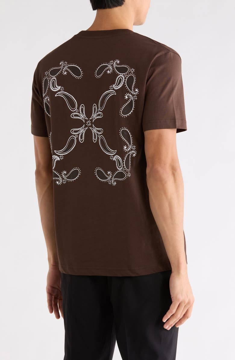 Off-White Slim Fit Logo Bandana Graphic T-Shirt, Alternate, color, Chocolate-White