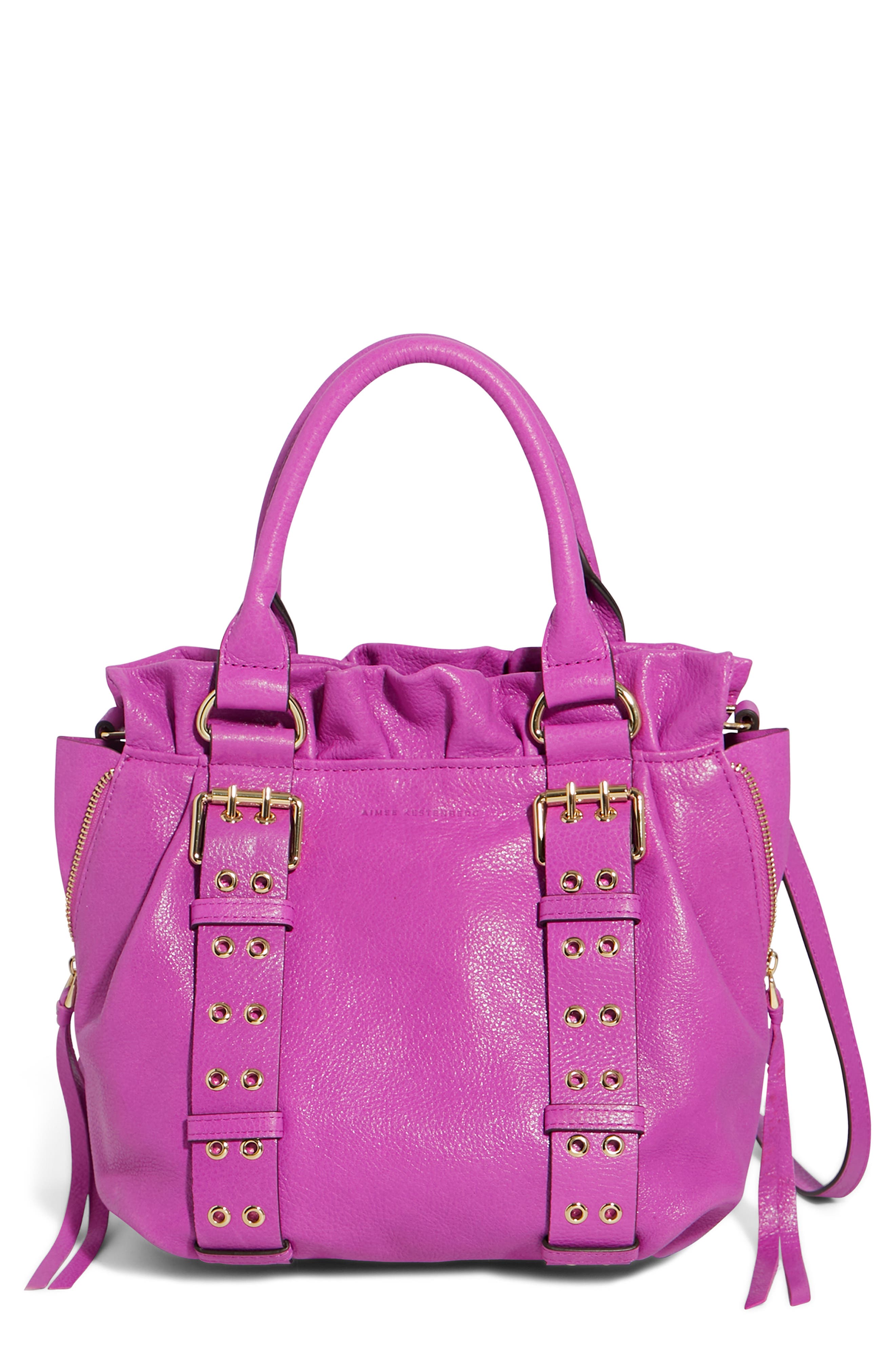 Cooper Convertible Leather Shoulder Bag, Main, color, FUCHSIA