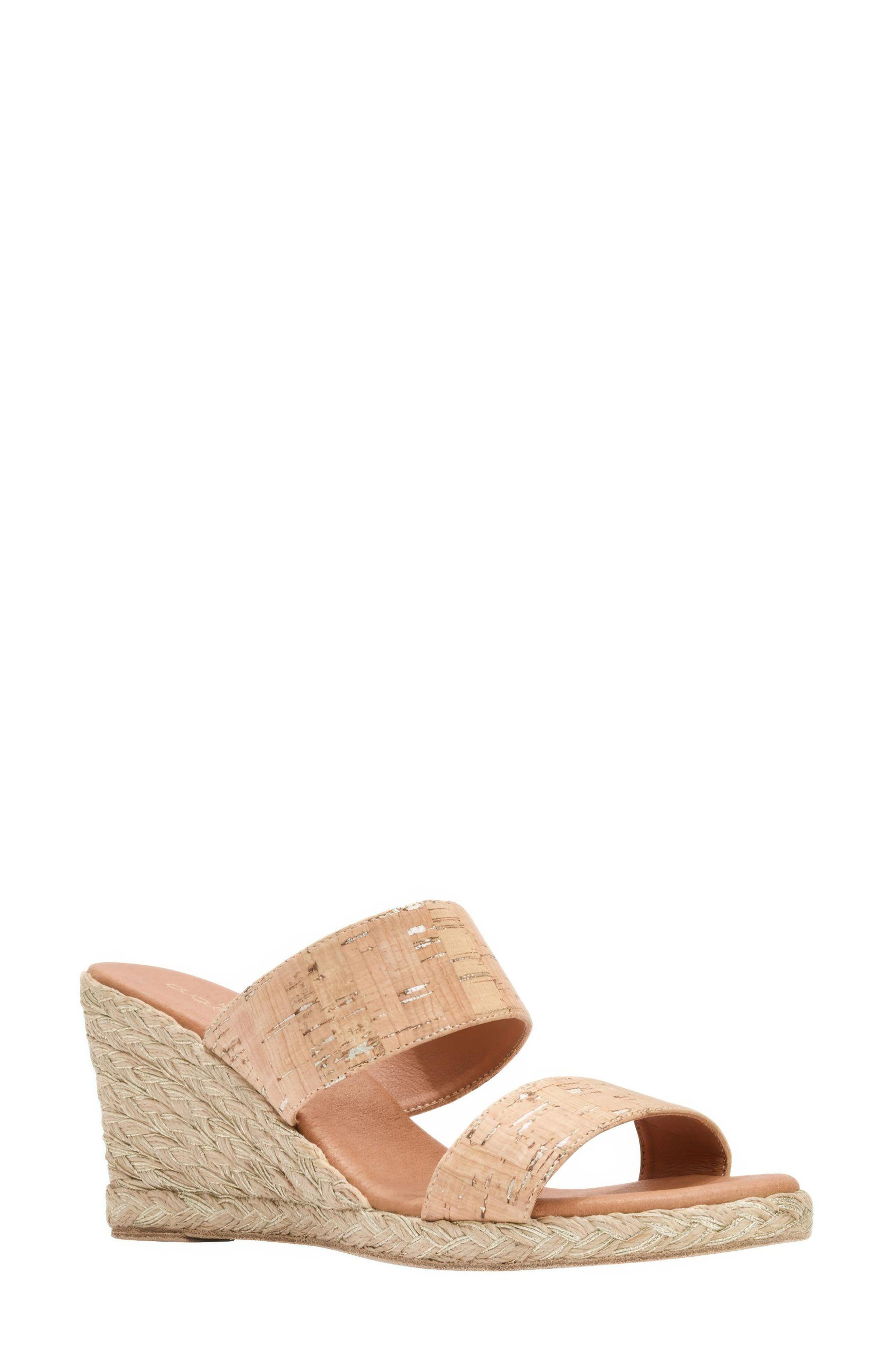 André Assous Nolita Cork Espadrille Platform Wedge Slide Sandal, Main, color, Natural