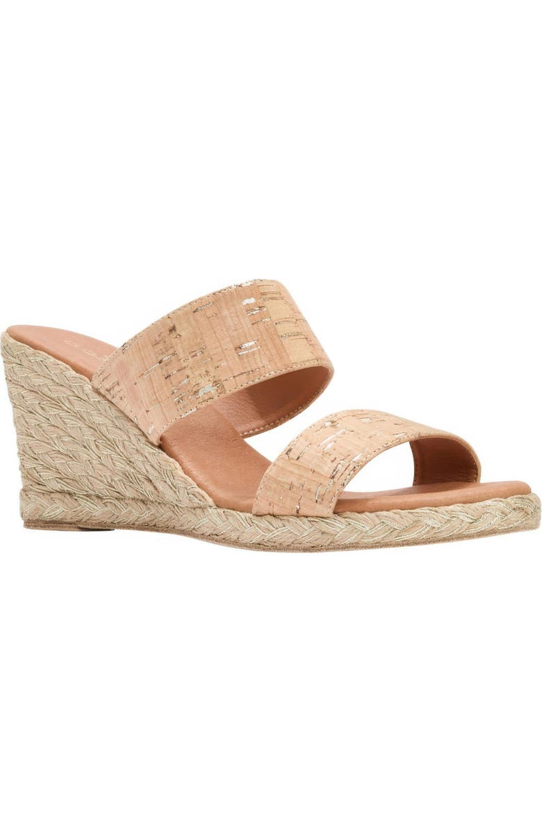 André Assous Nolita Cork Espadrille Platform Wedge Slide Sandal, Main, color, Natural