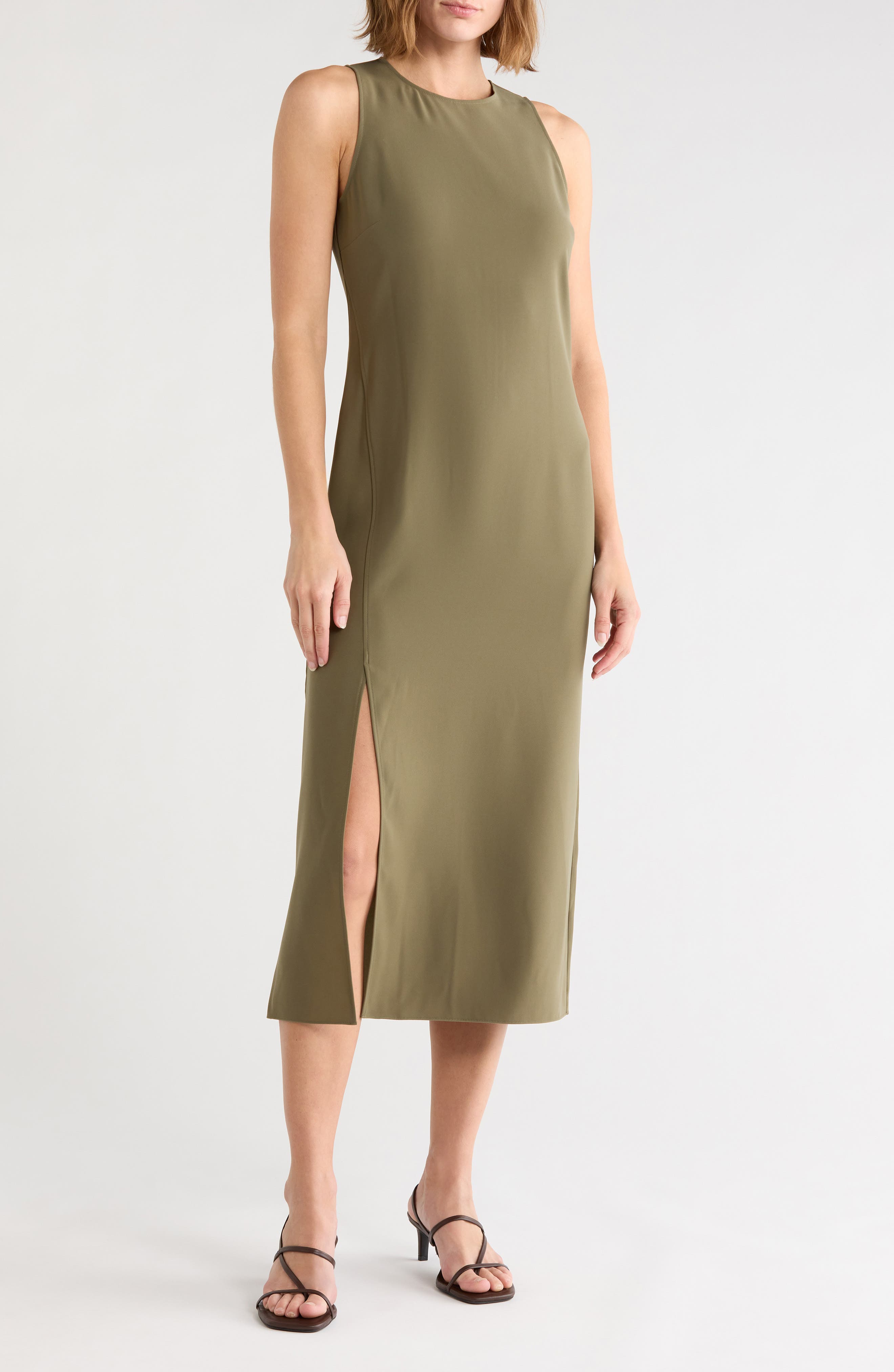 Halter Neck Slit Seam Midi Dress