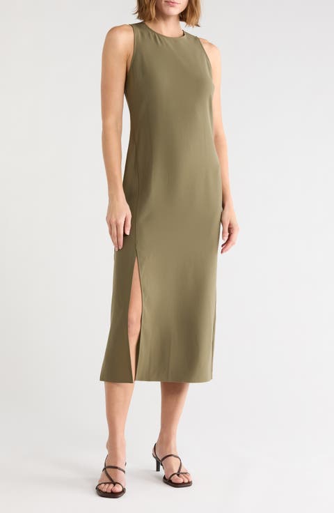 Halter Neck Slit Seam Midi Dress