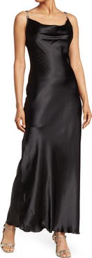 Jump Apparel Solid Long Satin Slip Dress