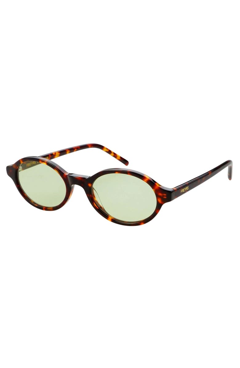 FREYRS Eyewear Zoe Small Oval Sunglasses, Alternate, color, Tortoise / Light Green