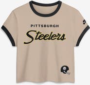Nike Women's Nike Beige Pittsburgh Steelers Rewind Ringer Mod Cropped T-Shirt