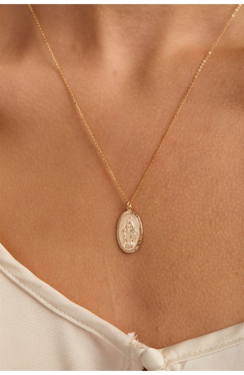 Set & Stones Virgin Mary Necklace, Alternate, color, Gold