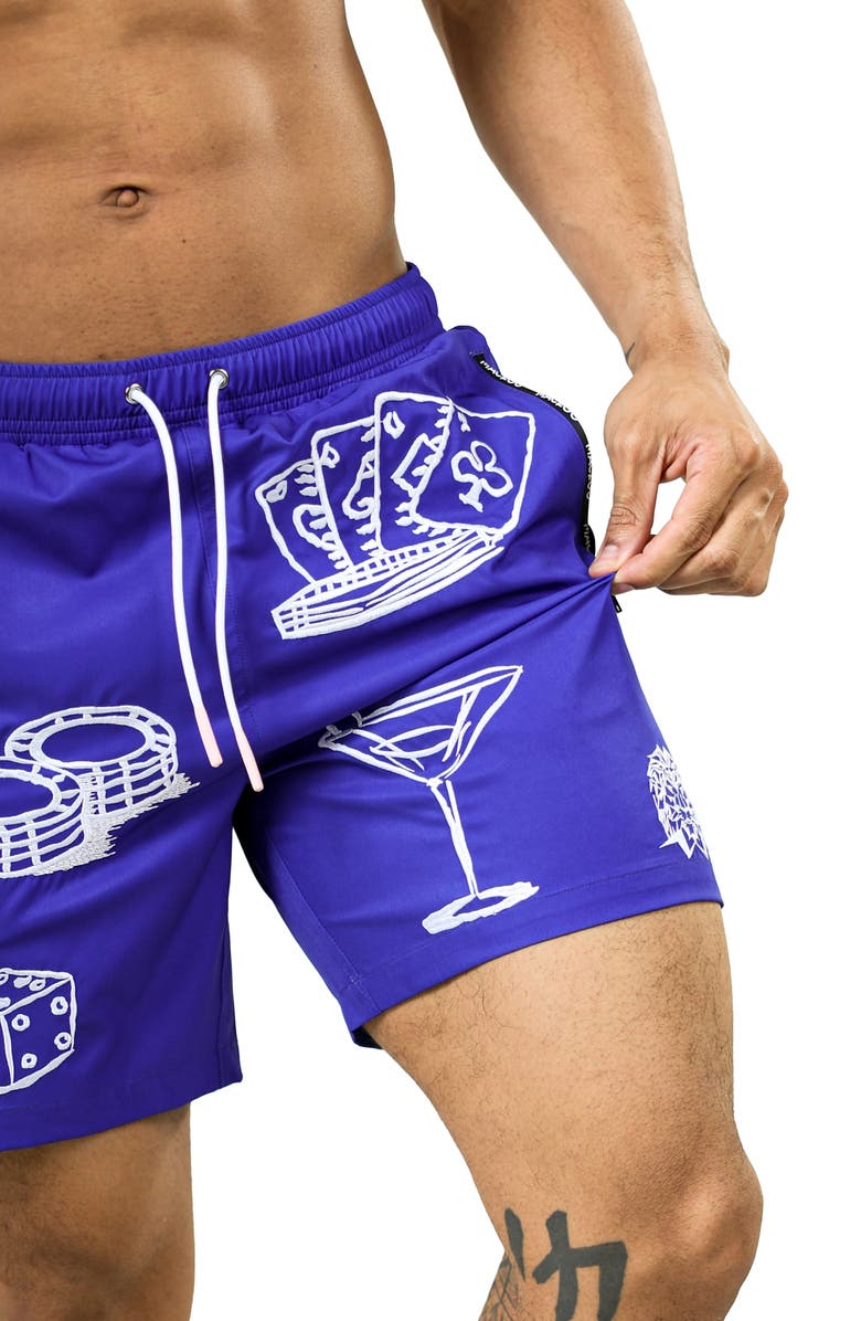 Maceoo Swim Marthyr Print Swim Trunks, Alternate, color, Blue