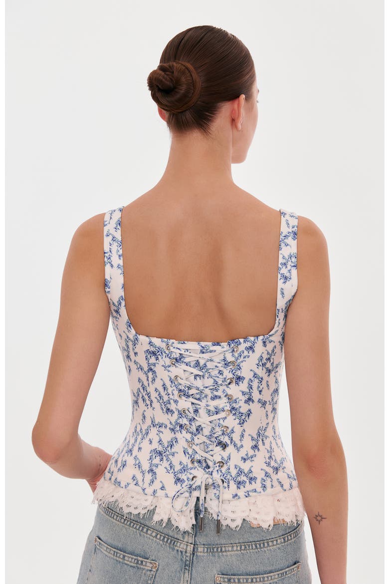 Corset on Straps with Bows and Ribbon Lacing in Blue Lavender, Alternate, color, Blue Lavender